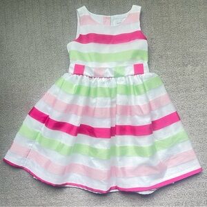 Gymboree Striped Tank Easter Dress Pink Green White Girls Size 6